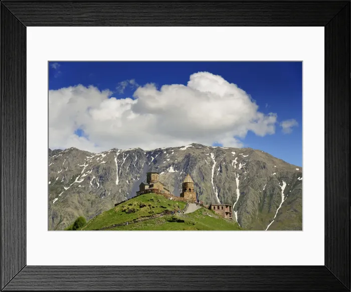 Framed Print : Gergeti Trinity Church (Tsminda Sameba) dating back to the 14th century Framed Print : Gergeti Trinity Church (Tsminda Sameba) dating back to the 14th century