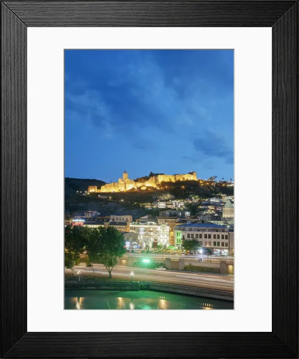 Framed Print : Narikala fortress above the Old Town and Mtkvari river, at dusk. Tbilisi, Georgia Framed Print : Narikala fortress above the Old Town and Mtkvari river, at dusk. Tbilisi, Georgia