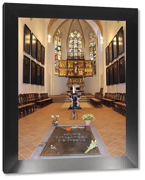Johann Sebastian Bachs final resting place inside Thomaskirche. Leipzig, Germany