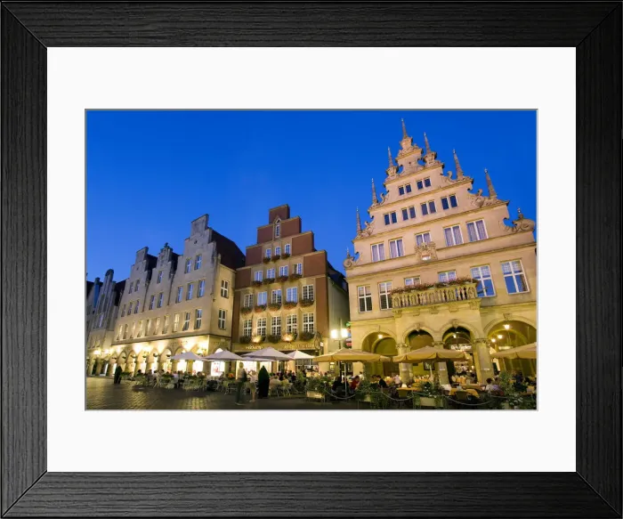 Framed Print : City wine tavern, Prinzipialmarkt, Munster, cathedral land, North Rhine-Westphalia