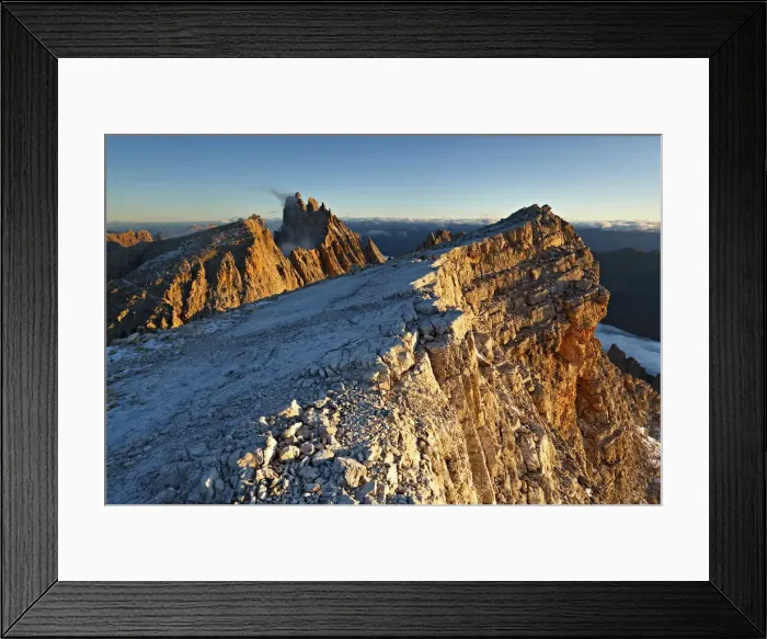 Framed Print : Italy, Veneto, Sunrise on the Popera and Cima Undici