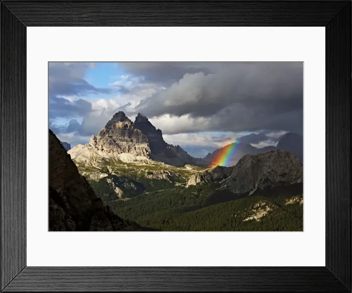 Framed Print : Italy, Veneto, Rainbow over the Tre Cime di Lavaredo