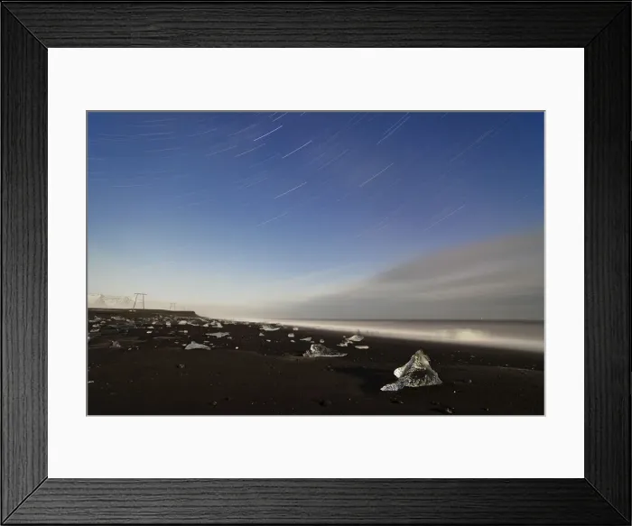 Framed Print : Iceland, South Iceland, Star Trail at Jokulsarlon Beach Framed Print : Iceland, South Iceland, Star Trail at Jokulsarlon Beach
