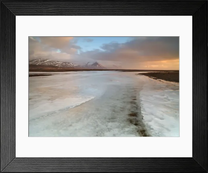 Framed Print : Iceland, South Iceland, A frozen land at sunrise time Framed Print : Iceland, South Iceland, A frozen land at sunrise time