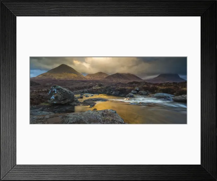 Framed Print : United Kingdom, UK, Scotland, Highlands, Sligachan waterfalls and the black cuillins Framed Print : United Kingdom, UK, Scotland, Highlands, Sligachan waterfalls and the black cuillins