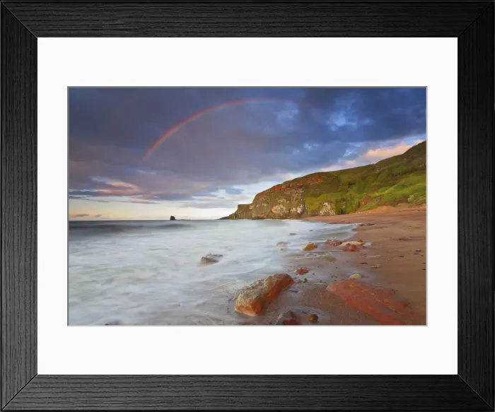 Framed Print : United Kingdom, UK, Yorkshire, Rainbow above Saltwick Bay Framed Print : United Kingdom, UK, Yorkshire, Rainbow above Saltwick Bay