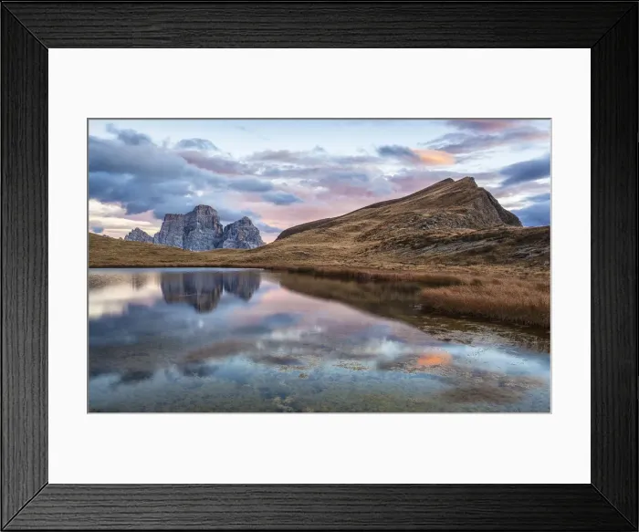 Framed Print : Italy, Veneto, Lake Baste and Mount Pelmo in autumn Framed Print : Italy, Veneto, Lake Baste and Mount Pelmo in autumn