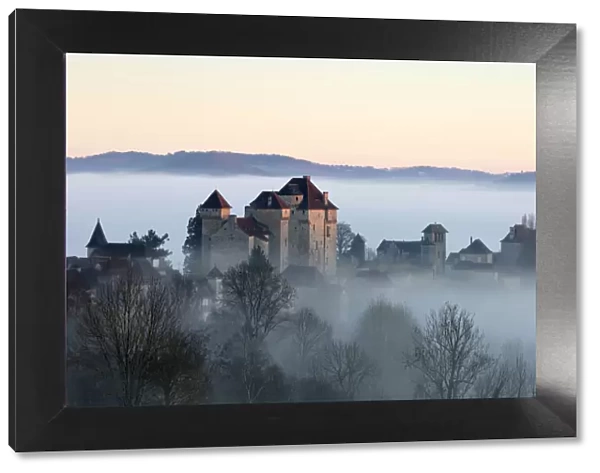 Curemonte in the mist, Correze, Nouvelle-Aquitaine, France