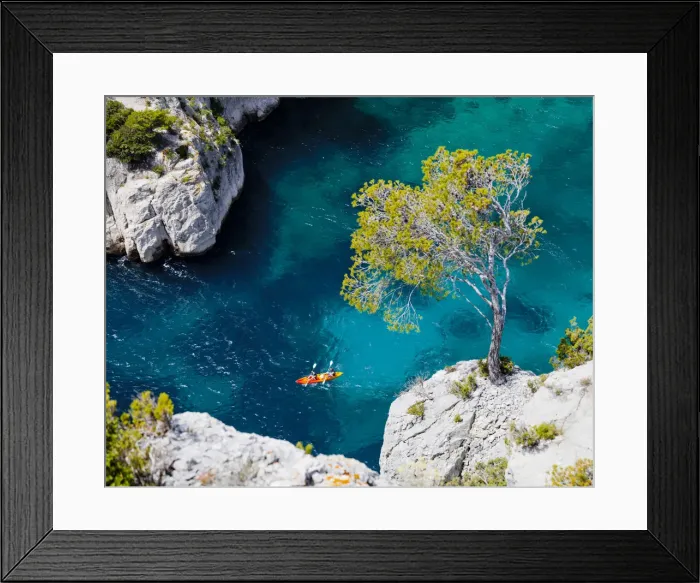 Framed Print : Kayakers in Calanques En Vau, Cassis, Provence, France Framed Print : Kayakers in Calanques En Vau, Cassis, Provence, France
