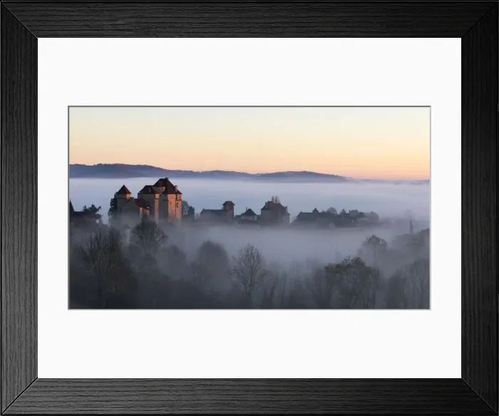 Framed Print : Curemonte in the mist, Correze, Nouvelle-Aquitaine, France Framed Print : Curemonte in the mist, Correze, Nouvelle-Aquitaine, France