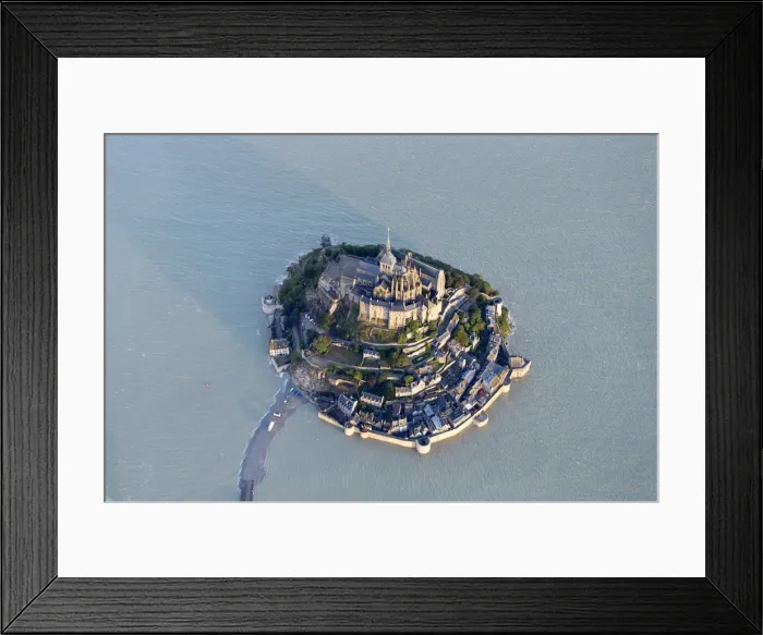Framed Print : aerial view of Mont Saint Michel at high tide, Manche, France Framed Print : aerial view of Mont Saint Michel at high tide, Manche, France