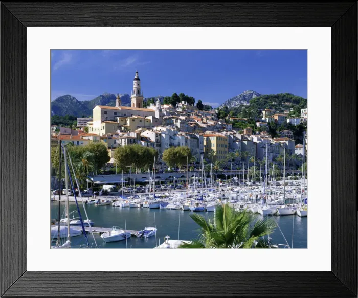 Framed Print : Menton Harbour, Cote d Azur, France Framed Print : Menton Harbour, Cote d Azur, France