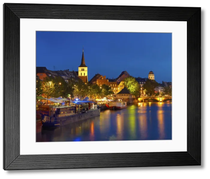 Framed Print : France, Alsace, Strasbourg, City and river at night Framed Print : France, Alsace, Strasbourg, City and river at night