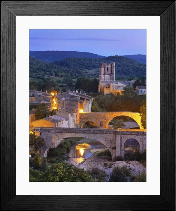 Framed Print : France, Languedoc, Lagrasse, Overview of town at night Framed Print : France, Languedoc, Lagrasse, Overview of town at night