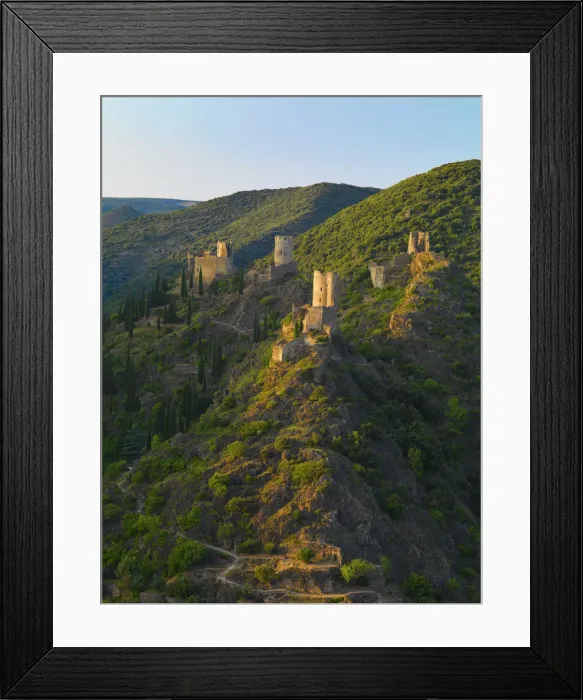 Framed Print : France, Languedoc, Lastours, Cathar castles (MR) Framed Print : France, Languedoc, Lastours, Cathar castles (MR)