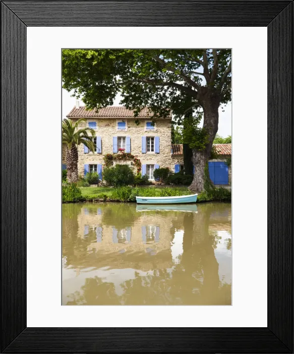 Framed Print : Canal du Midi reflections in Le Somail, Languedoc-Roussillon, France Framed Print : Canal du Midi reflections in Le Somail, Languedoc-Roussillon, France