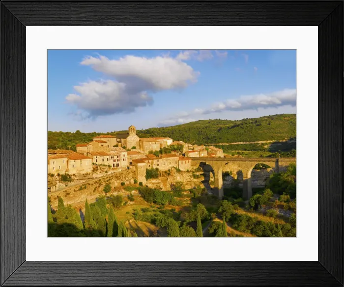 Framed Print : France, Languedoc, Minerve, Overview of town Framed Print : France, Languedoc, Minerve, Overview of town