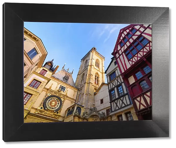 France, Normandy, Rouen, Le Gros Horloge, Low angle view