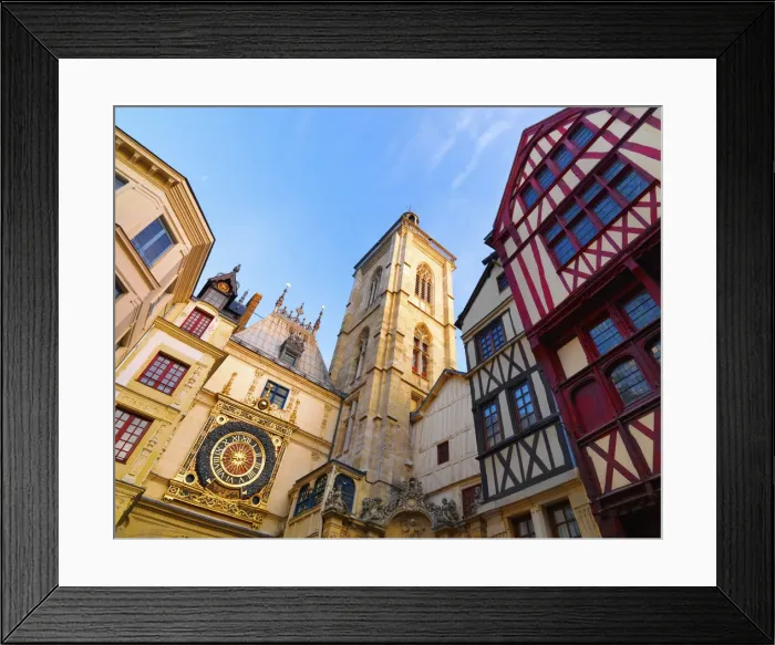Framed Print : France, Normandy, Rouen, Le Gros Horloge, Low angle view Framed Print : France, Normandy, Rouen, Le Gros Horloge, Low angle view