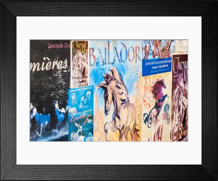 Framed Print : Old posters of the traditional circus and horse shows, Camargue, France Framed Print : Old posters of the traditional circus and horse shows, Camargue, France