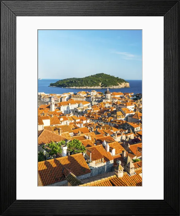 Framed Print : Dalmatia, Croatia, Dubrovnik. View over the rooftops of Dubrovnik and the island of Framed Print : Dalmatia, Croatia, Dubrovnik. View over the rooftops of Dubrovnik and the island of