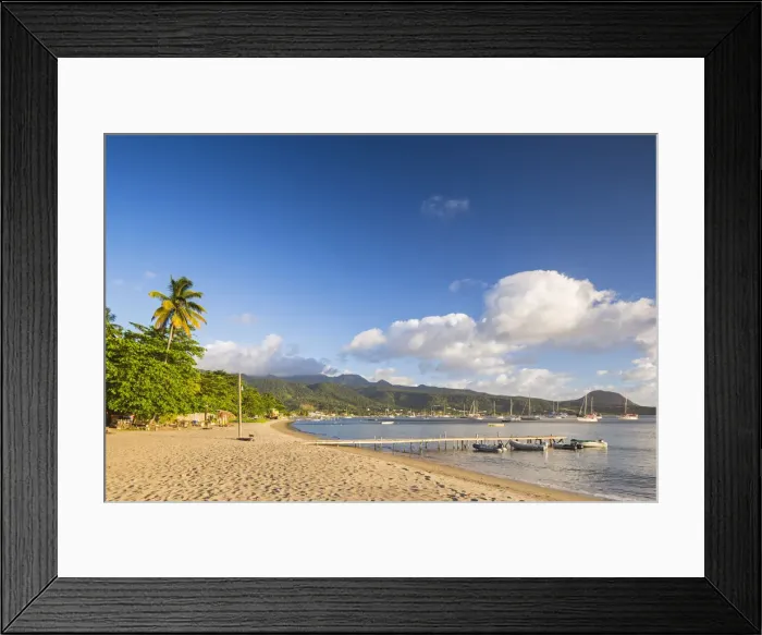 Framed Print : Dominica, Portsmouth. Purple Turtle Beach and Prince Rupert Bay Framed Print : Dominica, Portsmouth. Purple Turtle Beach and Prince Rupert Bay