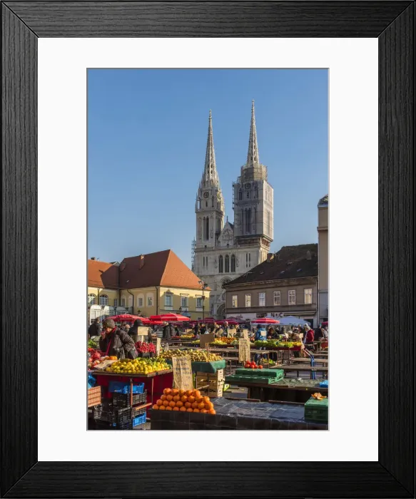 Framed Print : Dolac Market with Zagreb Cathedral in the background, Zagreb, Croatia Framed Print : Dolac Market with Zagreb Cathedral in the background, Zagreb, Croatia