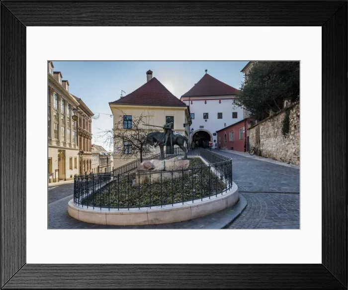Framed Print : Cobblestone street in the upper town or Gornji Grad, Zagreb, Croatia