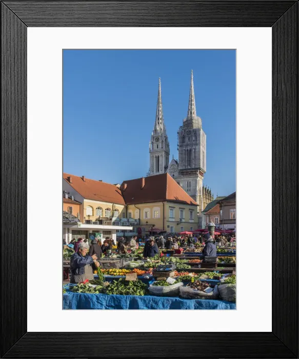 Framed Print : Dolac Market with Zagreb Cathedral in the background, Zagreb, Croatia Framed Print : Dolac Market with Zagreb Cathedral in the background, Zagreb, Croatia