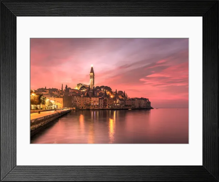 Framed Print : Sunset view of Rovinj - Rovigno, Istria, Croatia