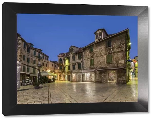 Night view of the medieval Brace Radic square, Split, Dalmatia, Croatia