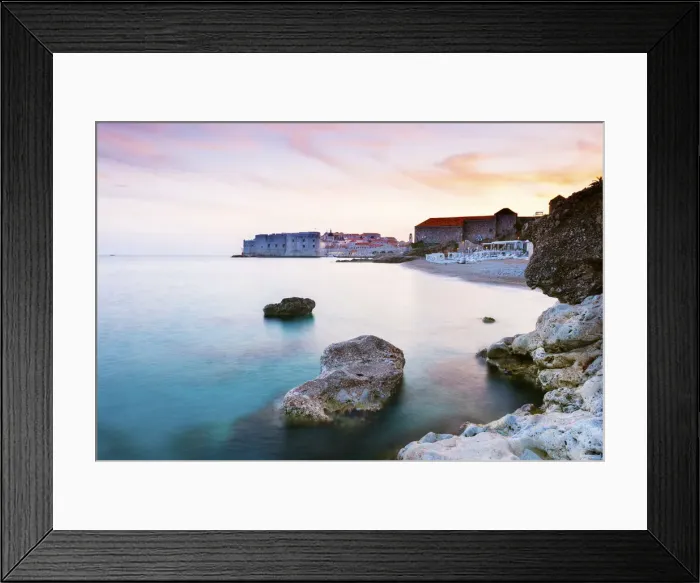 Framed Print : Croatia, Dalmatia, Dubrovnik, Old town, Sunset from Banya Beach Framed Print : Croatia, Dalmatia, Dubrovnik, Old town, Sunset from Banya Beach