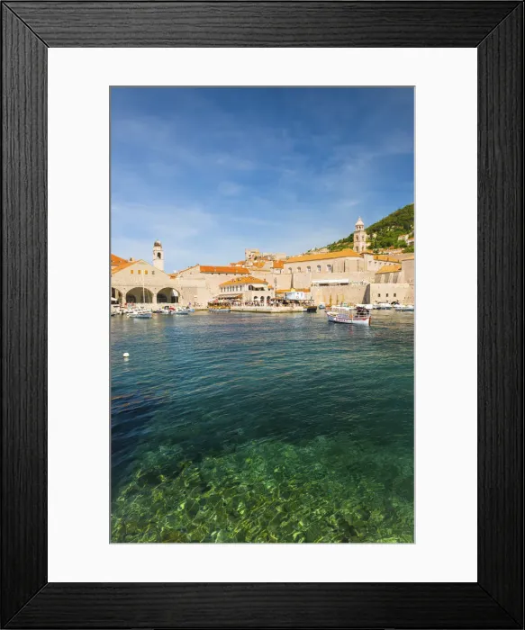 Framed Print : Dalmatia, Croatia, Dubrovnik. View over the old town harbour