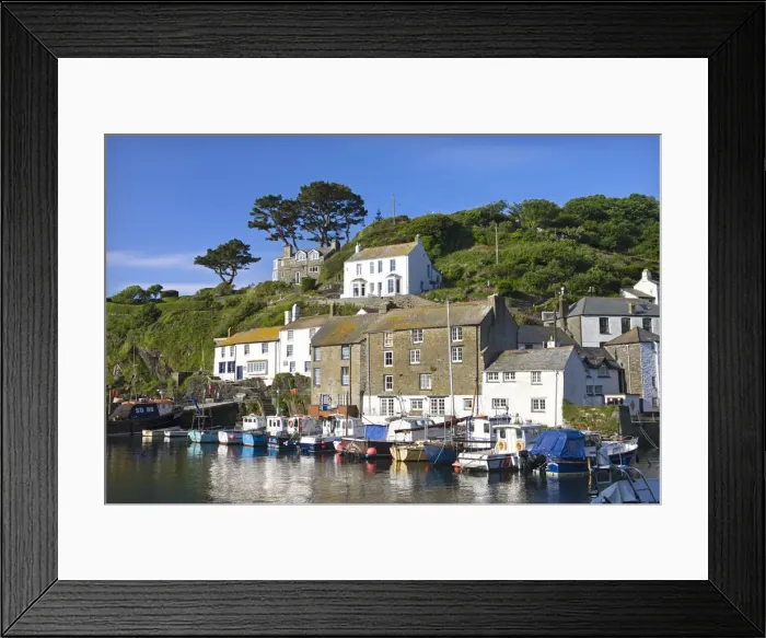 Framed Print : Fishing boats in Polperro Harbour, Polperro, Cornwall, England. Summer Framed Print : Fishing boats in Polperro Harbour, Polperro, Cornwall, England. Summer