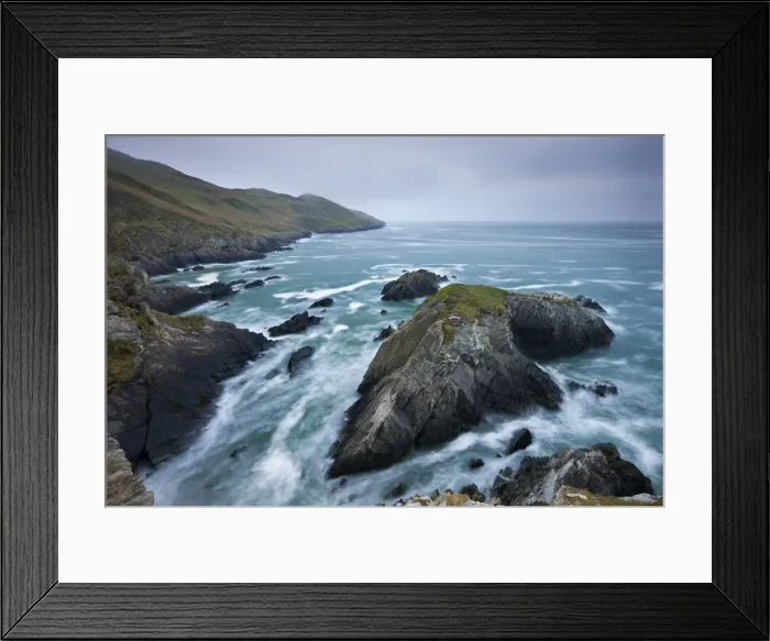 Framed Print : Morte Porte and rocky clifftops, North Devon, England. Spring Framed Print : Morte Porte and rocky clifftops, North Devon, England. Spring