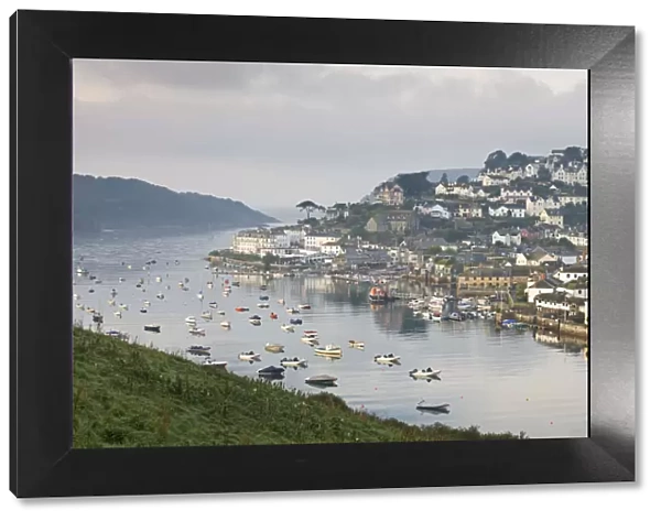 Misty morning over Salcombe viewed from Snapes Point, South Hams, Devon, England