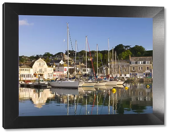 Yachts moored in Padstow harbour on a beautiful Spring morning, Cornwall, England. Spring