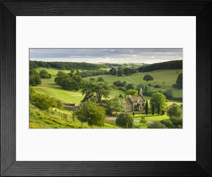 Framed Print : Church of St Mary the Virgin, surrounded by beautiful countryside, Lasborough in