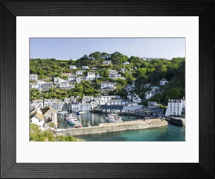 Framed Print : Polperro harbour and village, Cornwall, England. Summer Framed Print : Polperro harbour and village, Cornwall, England. Summer