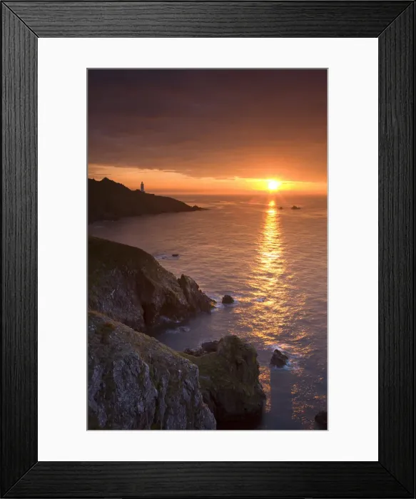 Framed Print : Spectacular sunrise behind Start Point Lighthouse in South Hams, Devon, England. Autumn Framed Print : Spectacular sunrise behind Start Point Lighthouse in South Hams, Devon, England. Autumn