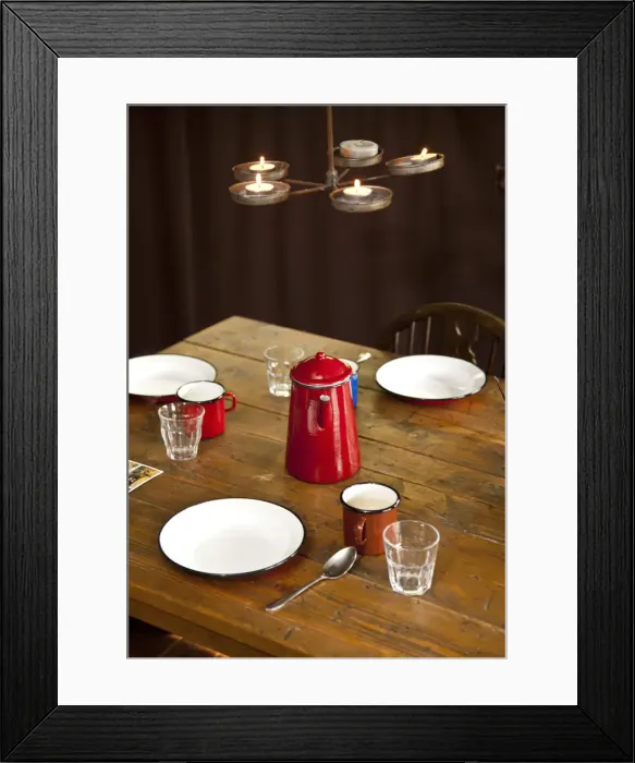 Framed Print : Bedfordshire, England. A camping table is ready for lunch Framed Print : Bedfordshire, England. A camping table is ready for lunch