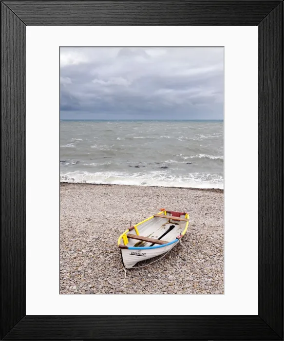 Framed Print : Boat on Chesil Beach, Dorset, UK