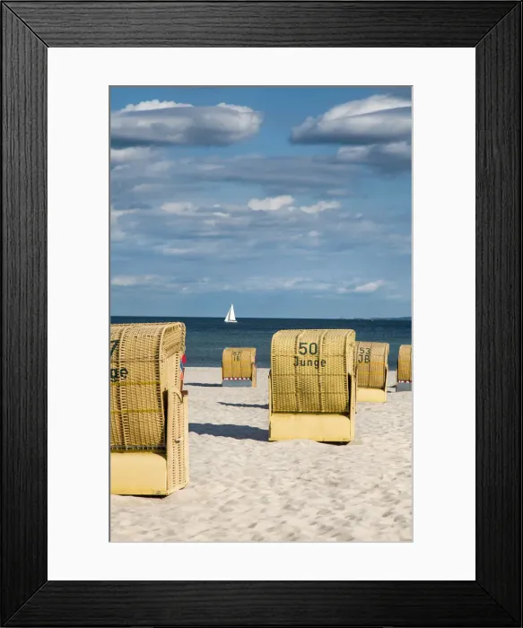 Framed Print : Beach with beach baskets, Graomitz, Baltic coast, Schleswig-Holstein, Germany Framed Print : Beach with beach baskets, Graomitz, Baltic coast, Schleswig-Holstein, Germany