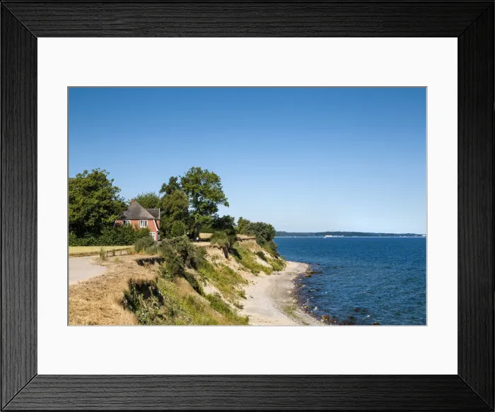 Framed Print : Cyclist at cliff Brodtener Ufer, Niendorf, Baltic coast, Schleswig-Holstein, Germany