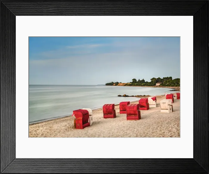 Framed Print : Beach with beach baskets, Niendorf, Baltic coast, Schleswig-Holstein, Germany Framed Print : Beach with beach baskets, Niendorf, Baltic coast, Schleswig-Holstein, Germany