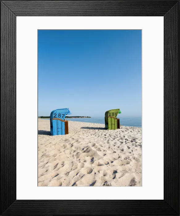 Framed Print : Beach baskets facing the sea, Hohwacht, Baltic coast, Schleswig-Holstein, Germany Framed Print : Beach baskets facing the sea, Hohwacht, Baltic coast, Schleswig-Holstein, Germany