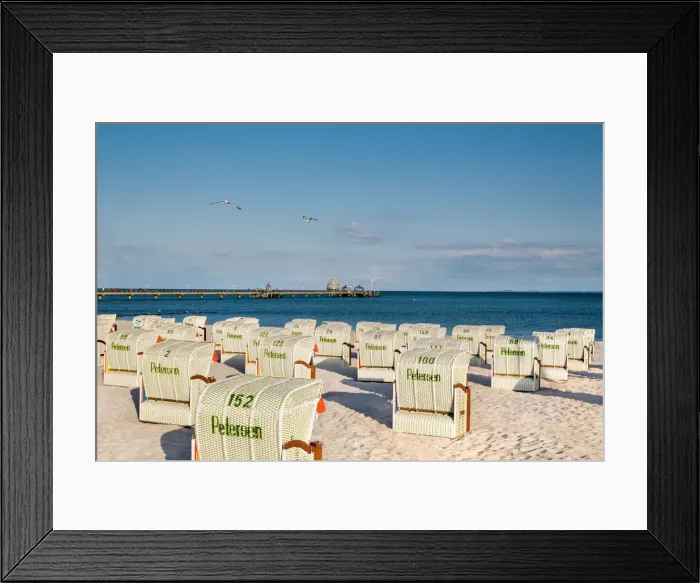 Framed Print : Beach with beach baskets, Graomitz, Baltic coast, Schleswig-Holstein, Germany Framed Print : Beach with beach baskets, Graomitz, Baltic coast, Schleswig-Holstein, Germany