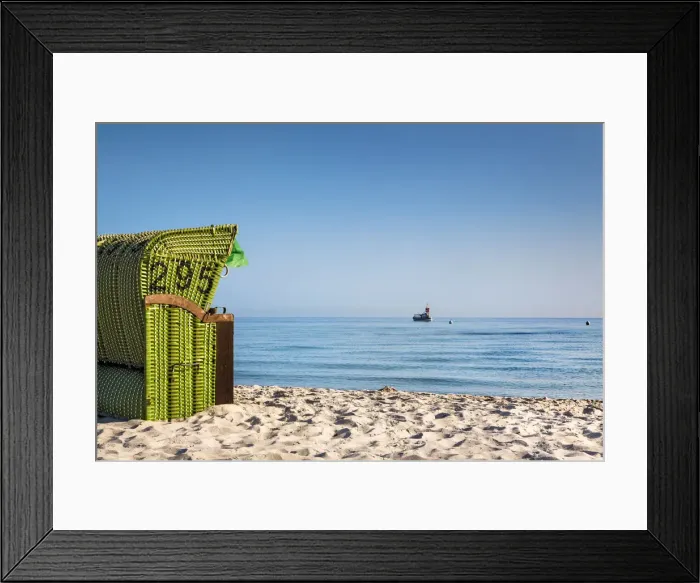 Framed Print : Beach basket facing the sea, Hohwacht, Baltic coast, Schleswig-Holstein, Germany