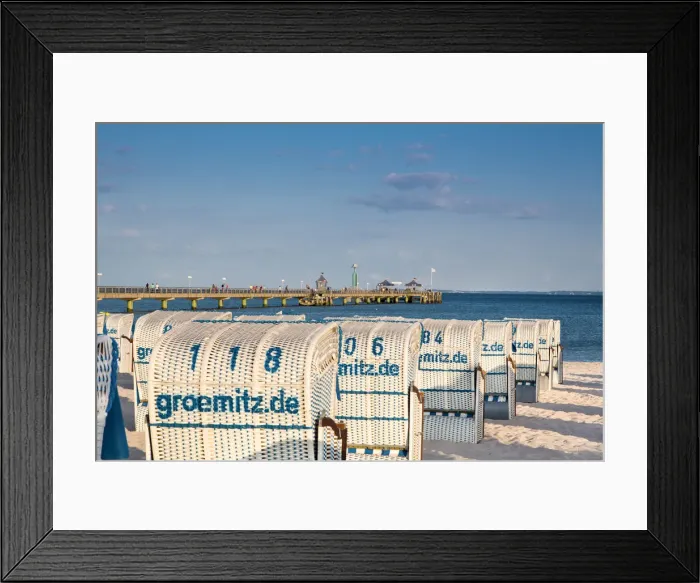 Framed Print : Beach with beach baskets, Graomitz, Baltic coast, Schleswig-Holstein, Germany Framed Print : Beach with beach baskets, Graomitz, Baltic coast, Schleswig-Holstein, Germany
