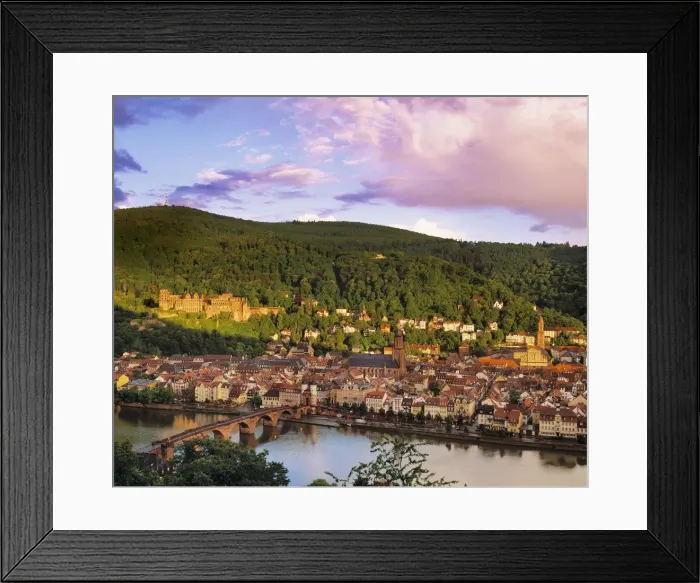 Framed Print : Germany, Bavaria, Heidelberg; Overview of Alte Brucke and the River Neckar Framed Print : Germany, Bavaria, Heidelberg; Overview of Alte Brucke and the River Neckar